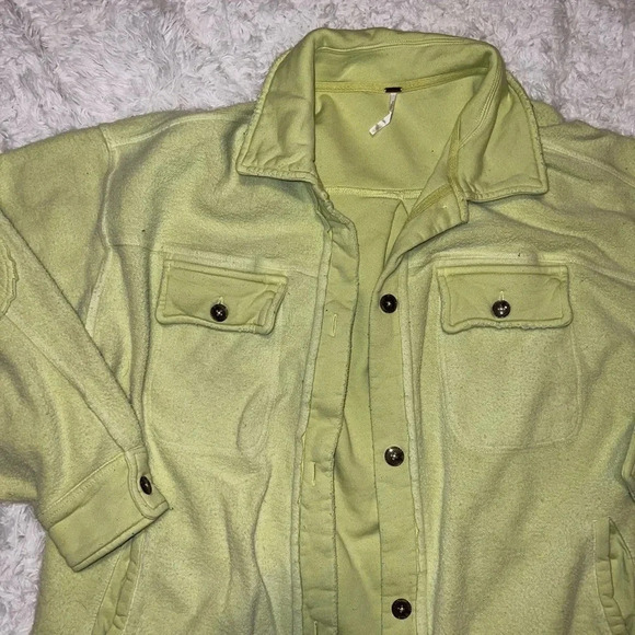 Free People Ruby Shacket Shirt Jacket Size Medium Neon Yellow / Lime Green - Picture 1 of 4